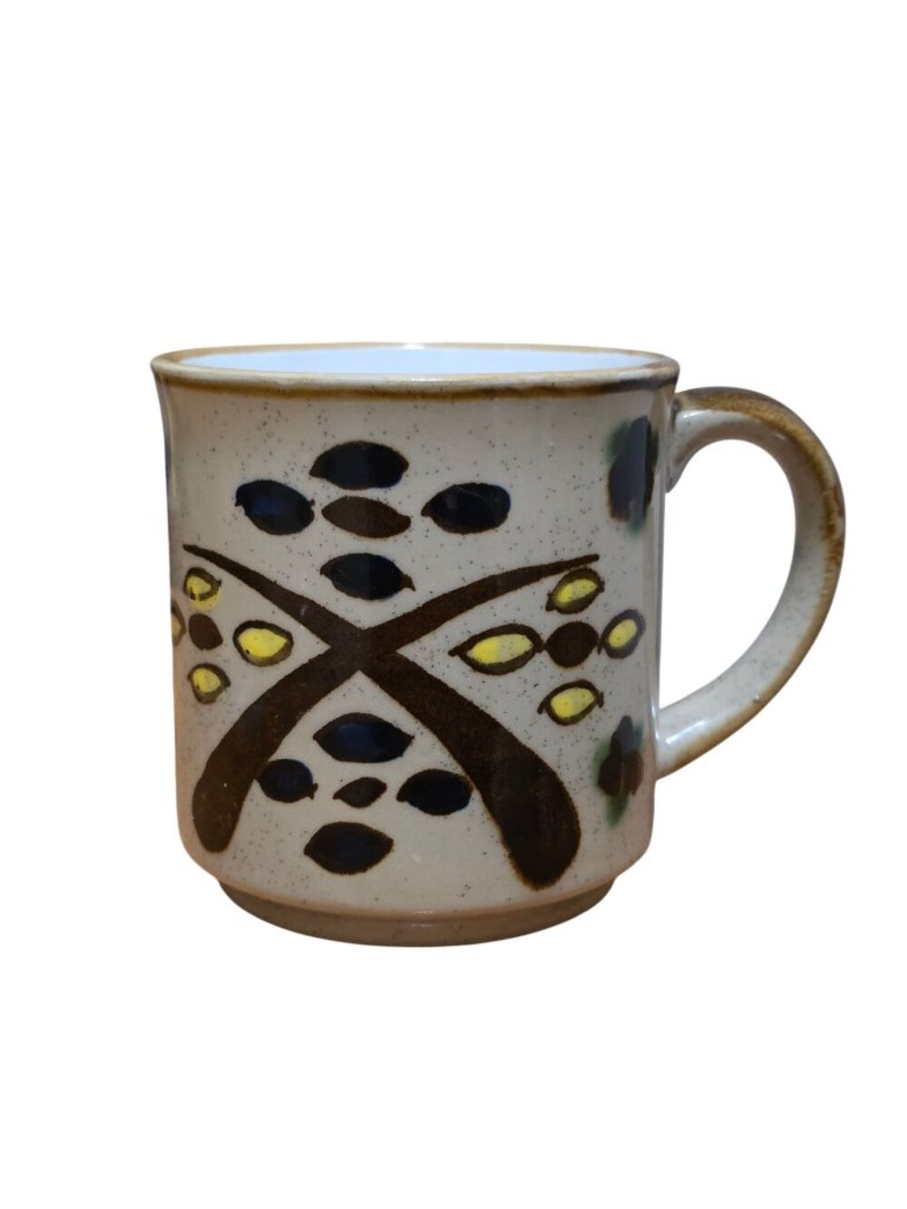 Vintage Otogiri Japan Stoneware Hand Painted Abstract Cross Coffee Mug